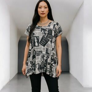 Ducci Graphic Print Black and White Women's Top